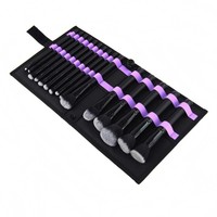Kit de 15 pinceaux de maquillage en poils synthétiques avec manche en bois, pinceau éventail, pour gloss à lèvres/mascara - Options de logo personnalisé OEM