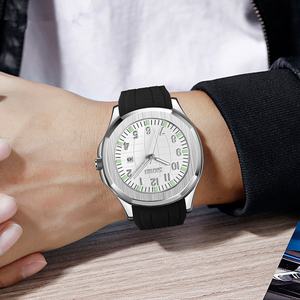 Luxury <b>Men's</b> Business Classic Parrot Grenade Glass Dial Silicone Band Quartz <b>Watch</b> <b>Waterproof</b> Single Calendar Pointer Display - Product Image 2