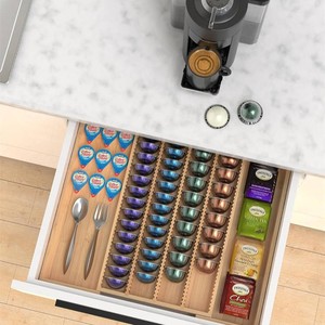 Support extensible pour dosettes de café en bambou, rangement pour sachets de thé et capsules, grande capacité, organisateur de cuisine - Product Image 1