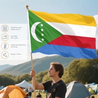 Promotion Drapeau National des Comores 90x150cm Personnalisé, Drapeau National Comorien Croissant Quatre Étoiles, Sublimation Polyester 100D pour Extérieur