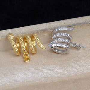 Pendentif en forme de serpent lisse avec base creuse, accessoire de bricolage pour bijoux, argent S925 avec base en perle 5792 pour perles de zodiaque - Product Image 5