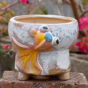 MSH Nouveauté <span class=keywords><strong>Pot</strong></span> <span class=keywords><strong>de</strong></span> fleurs succulentes peint à la main en forme <span class=keywords><strong>de</strong></span> poisson rouge <span class=keywords><strong>Décoration</strong></span> pour <span class=keywords><strong>maternelle</strong></span> - Product Image 4