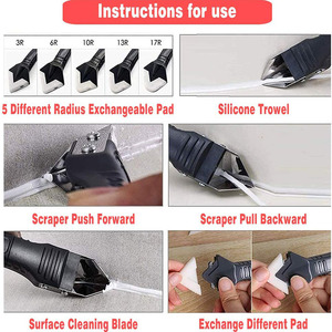 Glass Glue Angle Scraper Stainless Steelhead Sealant <b>Kit</b> 3 in 1 DIY OEM Removal Silicon Taker <b>Tile</b> Caulking Grout Scraper Tool - Product Image 4