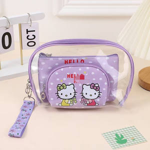 Niedliches Cartoon KT Katzen 3-teiliges Make-up-Taschen-Set Große Kapazität Reise-Waschbeutel Tragbarer Kosmetik-Organizer - Product Image 4