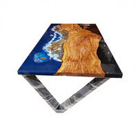 Table à manger rectangulaire de luxe en bois d'acacia et résine époxy, plateau étanche, idéale pour la maison, le bureau, le salon, la retraite, Diwali