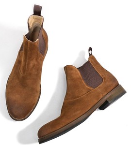 Botas <span class=keywords><strong>Chelsea</strong></span> Casuales de Cuero Genuino para Hombre, Color Marrón, Tacón Alto, Altura al Tobillo, para Invierno, con Plantilla de Goma, de Fábrica - Product Image 4