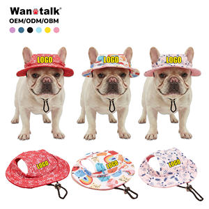 Chapéu de Verão Novo Moderno com Estampa em Tecido de Malha Respirável Ajustável para Animais de Estimação Chapéu Redondo de Princesa para Cães com Proteção Solar para Uso Externo - Product Image 1