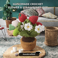 Fleur d'hortensia en laine positive faite à la main, crochet, pot de fleurs, tricot, papillon, décoration de la maison, cadeau de Pâques, cadeau de la Saint-Valentin