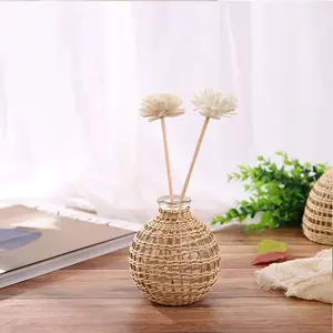 Ornamen Meja Kerajinan Bunga Kering Vas Beraroma Kaca Tenun Tangan Gaya Jepang