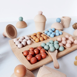 Jouet de tri de boules en bois pastel neutre tendance, jouets Montessori en bois, ensemble de perles <span class=keywords><strong>Waldorf</strong></span> pour bébés - Product Image 4