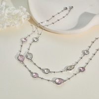 Collier en acier inoxydable de luxe NIMAI avec chaîne en cristal brillant en forme de goutte d'eau pour l'été, bijoux inaltérables pour filles