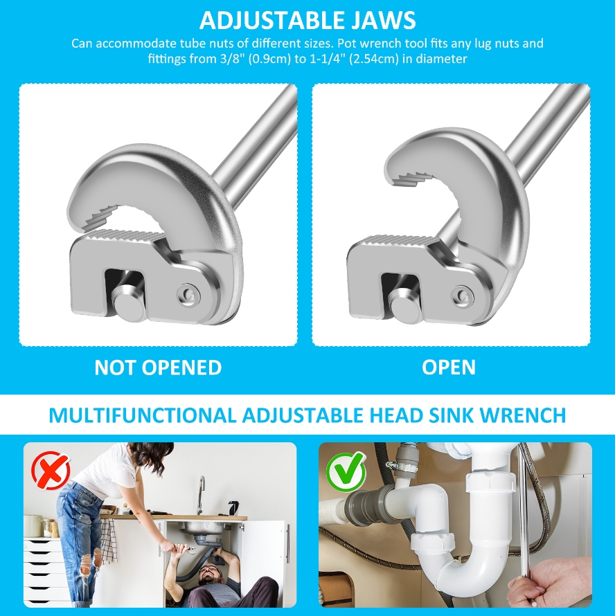 ECSiNG 2 STKS Kraan Dopsleutel Metalen Kraan Pijpsleutel Tap Spanner Kraan Installatie en Reparatie Handgereedschap 34mm & 40mm Diameter 200mm Lengte Zwart
