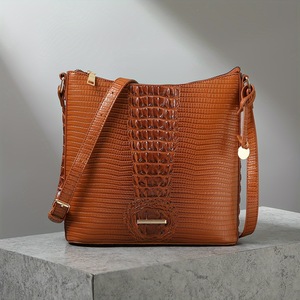 Sac à main vintage pour femme en PU motif crocodile Brahman multicolore avec fermeture éclair, style bandoulière - Product Image 6