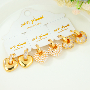 Luxury Zirconia Heart Drop <b>Earrings</b> Fine 21k <b>Gold</b> Plated Bridal Fashion <b>Dangle</b> <b>Earrings</b> for Women Wedding Party - Product Image 2