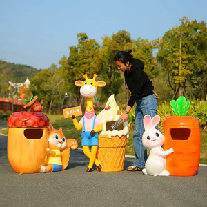 Sợi Thủy Tinh Phim Hoạt Hình Động Vật Thùng Rác Bin Ngoài Trời Trang Trí Sân Vườn Thân Thiện Với Môi Chất Thải Phân Loại Tác Phẩm Điêu Khắc - Product Image 3