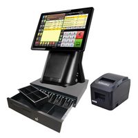 Sistemas pos de software para restaurantes de 15,6 pulgadas con impresora todo en un sistema POS de pantalla táctil cajeros automáticos con software