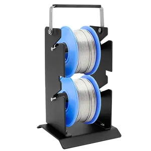 JH-Mech Easy Assemble Durable Smooth Welding Dual Wire Reel Dispensers Adjustable High-Capacity Steel Cable Caddy
