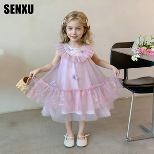 Vestido informal de princesa sin mangas de verano para niñas Traje estampado de dibujos animados para niños - Product Image 5