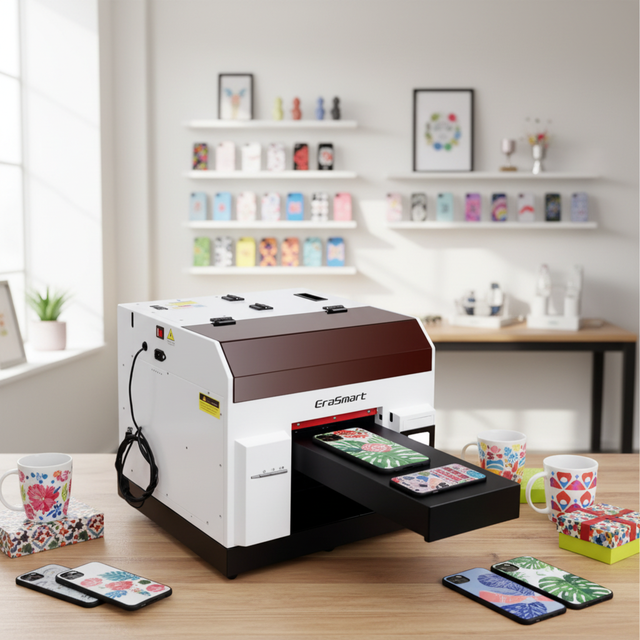 EraSmart A4 Desktop UV Printer Digital Automatic Inkjet L800 6090 Flatbed Mobile Phone Case Small UV Printer for Cover New