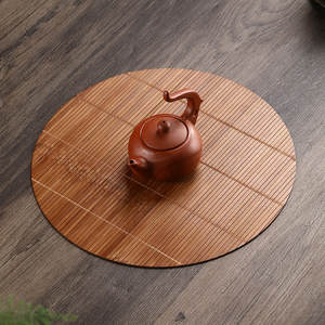 Ronde vintage bamboe onderzetter warmte-isolatiemat <span class=keywords><strong>Chinese</strong></span> stijl Zen theeceremonie Kung Fu beker - Product Image 6