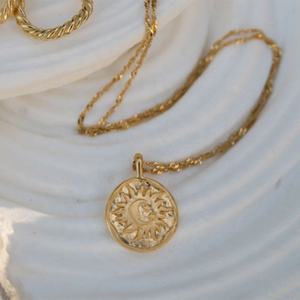 Collares de Plata de Ley <span class=keywords><strong>925</strong></span> en Oferta, Collares con Colgante Redondo de Sol y Luna, Collares de Clavícula para Mujeres y Niñas - Product Image 4