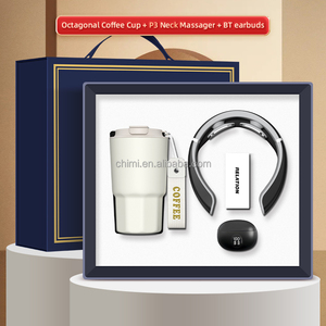 Caja de embalaje de lujo para negocios, conjunto de regalos corporativos, taza de bajo precio, auriculares de masaje para el cuello para aerolíneas, Año Nuevo, uso en oficina, logotipo personalizado - Product Image 4