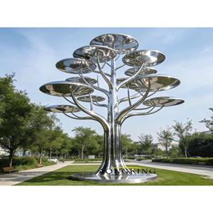 Escultura de Árbol de Sauce Llorón de Acero Inoxidable, Estatua de Árbol de Metal con Acabado Espejo, Arte para Jardín y Paisajismo Exterior - Product Image 5