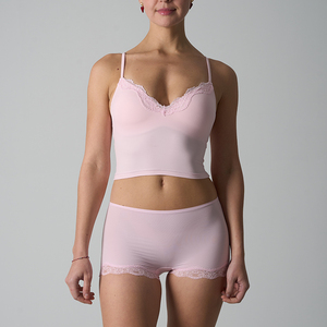 SK1298+1226-4 Conjunto de Camiseta sin Mangas con Encaje y Shorts Acolchados para Mujer, 76% Nailon, 24% Elastano, Lencería Cómoda y Transpirable para <span class=keywords><strong>Dormir</strong></span> y Descansar - Product Image 1