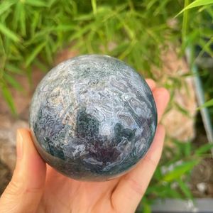 En çok satan yüksek kalite doğal <span class=keywords><strong>Moss</strong></span> akik küre kristal meditasyon yeşil cilalı kuvars topu halk el sanatları dekorasyon için - Product Image 3