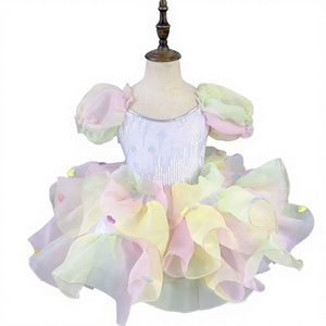 Costume da Balletto per Bambine per <span class=keywords><strong>Capodanno</strong></span>, Abito da Principessa Vaporoso, Piccolo Cigno con Paillettes e Tulle Arcobaleno per Spettacoli - Product Image 1