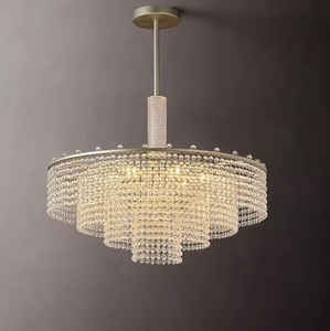Candelabro de cristal con cuentas para Hotel Villa, lámpara colgante redonda rectangular moderna para Decoración - Product Image 6