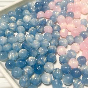 Dream Girl Star Color Streamer Stain Cuentas redondas Agujero recto Cuentas sueltas DIY Collar de pulsera con cuentas hechas a mano - Product Image 1