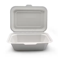 Gratis Monster Biologisch Afbreekbaar Wegwerp Bagasse Pulp Clamshell Box Duurzaam Natuurlijk Wit Compartiment Doos Voor Burger Salade Lunch
