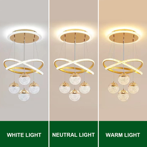 Camera da letto camera dei bambini semplice corona calda Nordic Princess Girl Linea soffitto rotondo moderno <span class=keywords><strong>lampadario</strong></span> ad anello a Led lampada a sospensione - Product Image 4