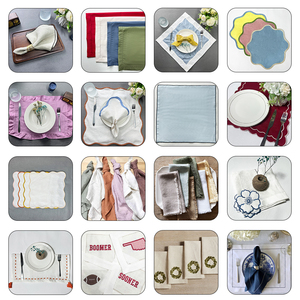 Servilletas de Lino 100% Ecológicas con Impresión Personalizada, Ribete Bordado a Mano, Logotipo, Mantel Individual de Lino y Algodón para Hotel - Product Image 5