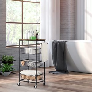 בית מטבח אחסון מתגלגל שירות אחסון עגלת 4 Tier מתכת ניד מטבח עגלה עם גלגלים - Product Image 6