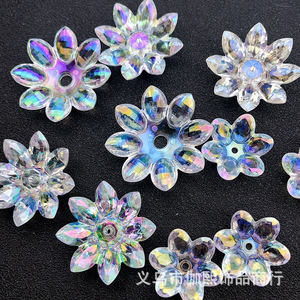 <b>Acrylic</b> Flower Bead Caps For DIY Jewelry Making <b>White</b> Set Of 3 Yiwu Origin Spring 2023 Plastic Resin Baking Paint Treatment - Product Image 2
