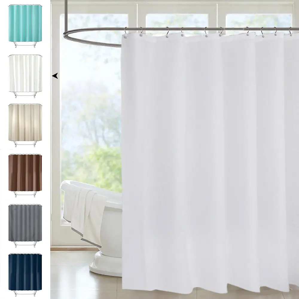 Kingworth Bathroom Sets Clear White Waterproof Wholesale Polyester Custom Shower Curtains