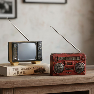 Ornements radio-télévision rétro nostalgiques de style européen en résine, motif paysager, couleur changeante, Art Déco, décoration intérieure pour salon - Product Image 3
