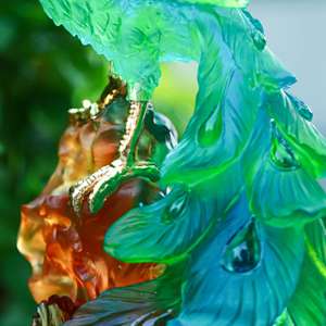 Königlicher Pfau Kunstwerk Liuli Kristall Museumsqualität Sammlung Handgefertigte Glaskunst Luxuriöses Dekorationsstück - Product Image 6