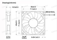 Ventilateur de refroidissement axial sans balais DC Gdstime GDA8015 DC12V à roulement à manchon 3 broches 80mm 80x80x15mm pour boîtier d'ordinateur avec fonction FG 26CFM