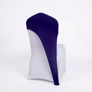 Housses de chaise extensibles en spandex pour la moitié du dossier, violet et bleu marine, pour mariage, banquet, hôtel, événement, location en gros - Product Image 1