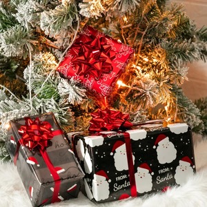 Custom Eco-Friendly Recyclable Santa Claus Black Metallized Gift <b>Wrapping</b> <b>Paper</b> Roll Single Side Coated Waterproof Digital - Product Image 5