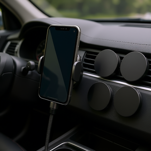 Support de téléphone magnétique universel pour voiture, plaques métalliques, fixation solide sur tableau de bord, 4 plaques métalliques rectangulaires, noir - Product Image 2
