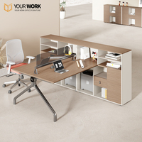 Poste de travail de bureau modulaire, durable et extensible pour 2 personnes, design moderne, panneau en bois, garantie 5 ans, design personnalisé