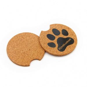 Sous-verres en bois classiques écologiques antidérapants avec logo gravé personnalisé - Product Image 1