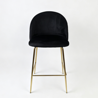 Chaises de bar haut de gamme noires et dorées, chaises de bar modernes nordiques douces pour îlot de cuisine