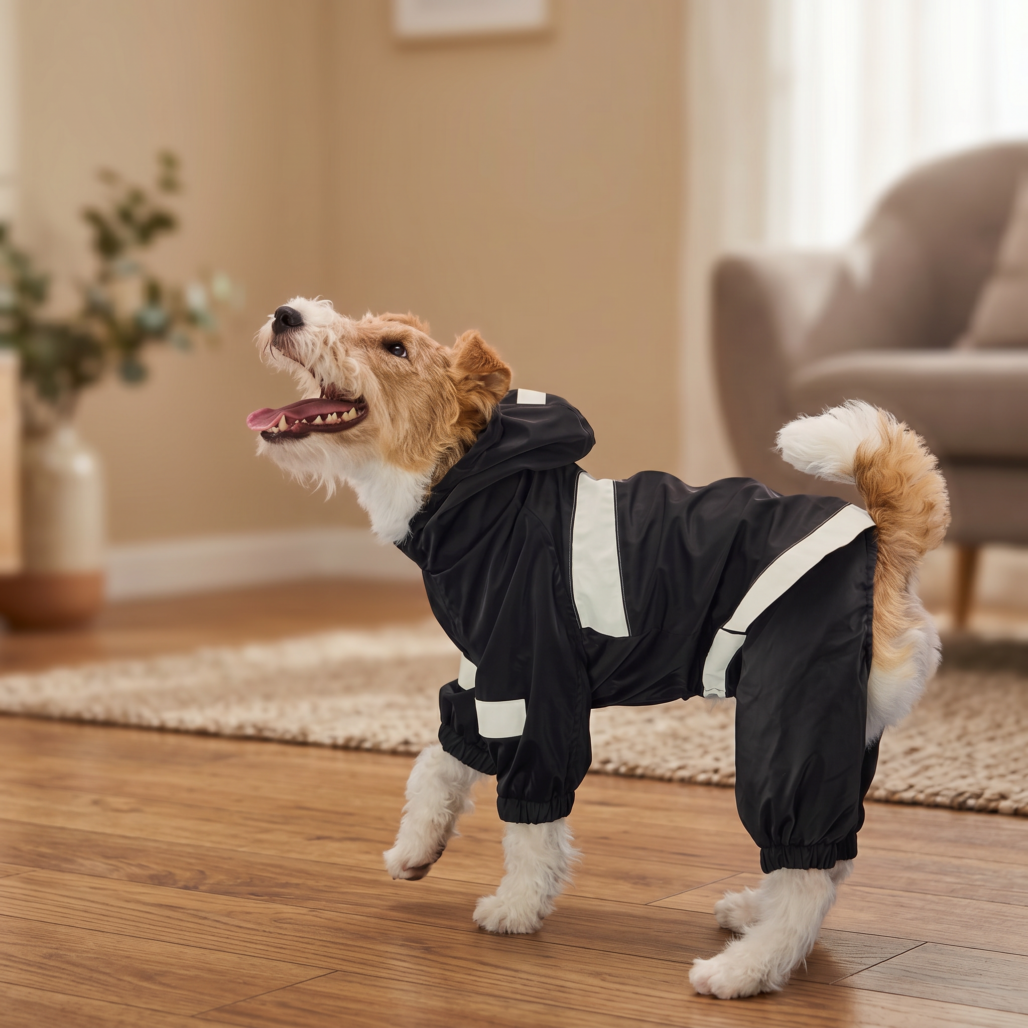 Windproof Waterproof Polyester/Nylon High Collar Hooded Dog Windbreaker Jacket For Large Dogs German Shepherd Winter Hiking