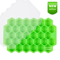 Moule à glaçons en silicone nid d'abeille à 37 cavités, plateaux réutilisables, fabricant de glaçons de qualité alimentaire avec couvercles, moule à sucettes glacées, moule à glace
