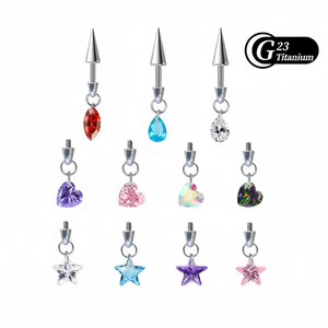 Op maat gemaakte groothandel G23 titanium staal zirkoon demon <span class=keywords><strong>piercing</strong></span> oorbeen stud scherpe kegel oorwiel oorbellen body <span class=keywords><strong>piercing</strong></span> sieraden - Product Image 2